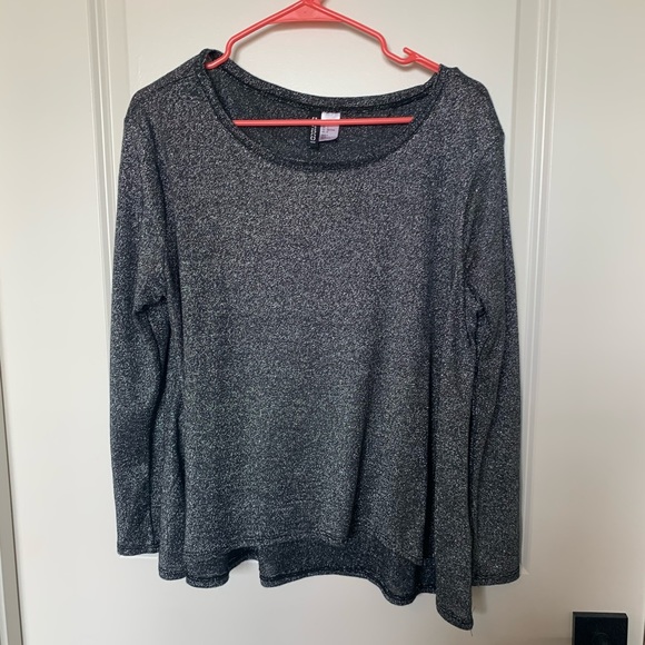 Silver and black sparkly long sleeve shirt - Picture 1 of 4